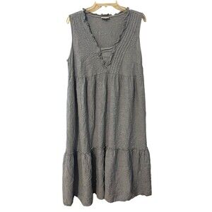 J Jill Linen Blend Sleeveless Chambray Maxi Dress Blue XL Petite Coastal Preppy